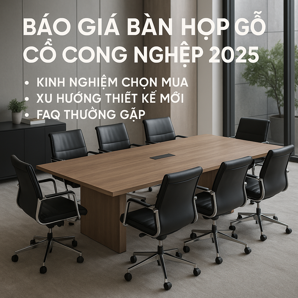 Báo giá bàn họp gỗ công nghiệp 2025: Kinh nghiệm chọn mua, xu hướng thiết kế mới và FAQ thường gặp Bluecons