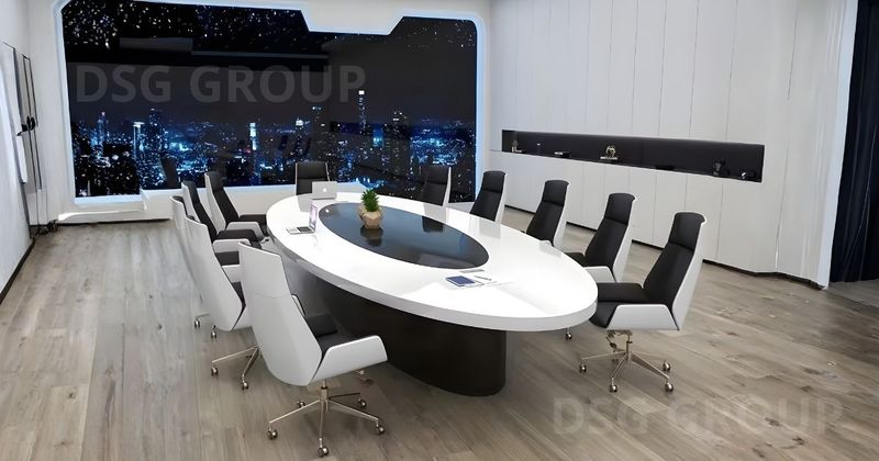 bàn họp hình oval cao cấp
